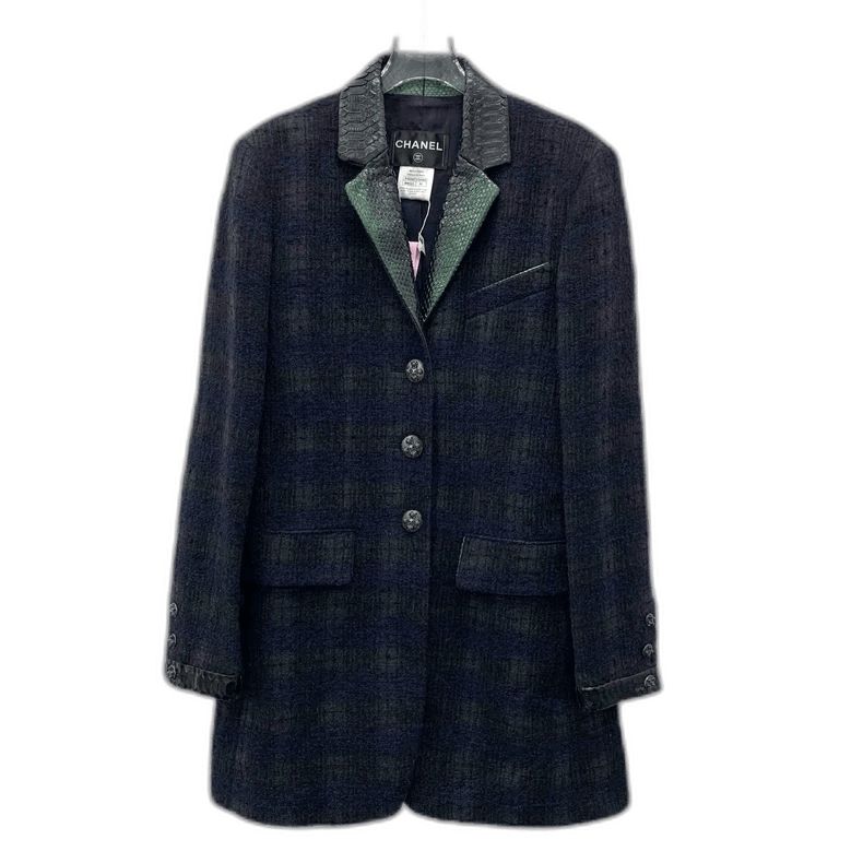 Chanel Chanel Black Plaid Wool Long Coat -2505 Size US XS / EU 42 / 0 - 1 Thumbnail