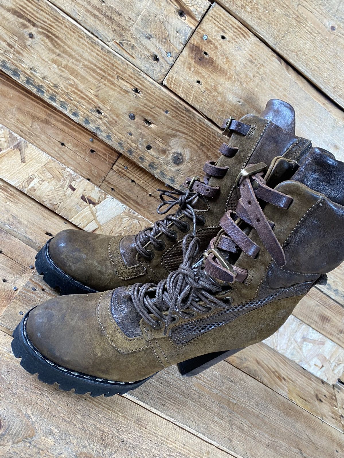 Vintage As 98 olive green heeled boots Size US 7 / IT 37 - 4 Thumbnail