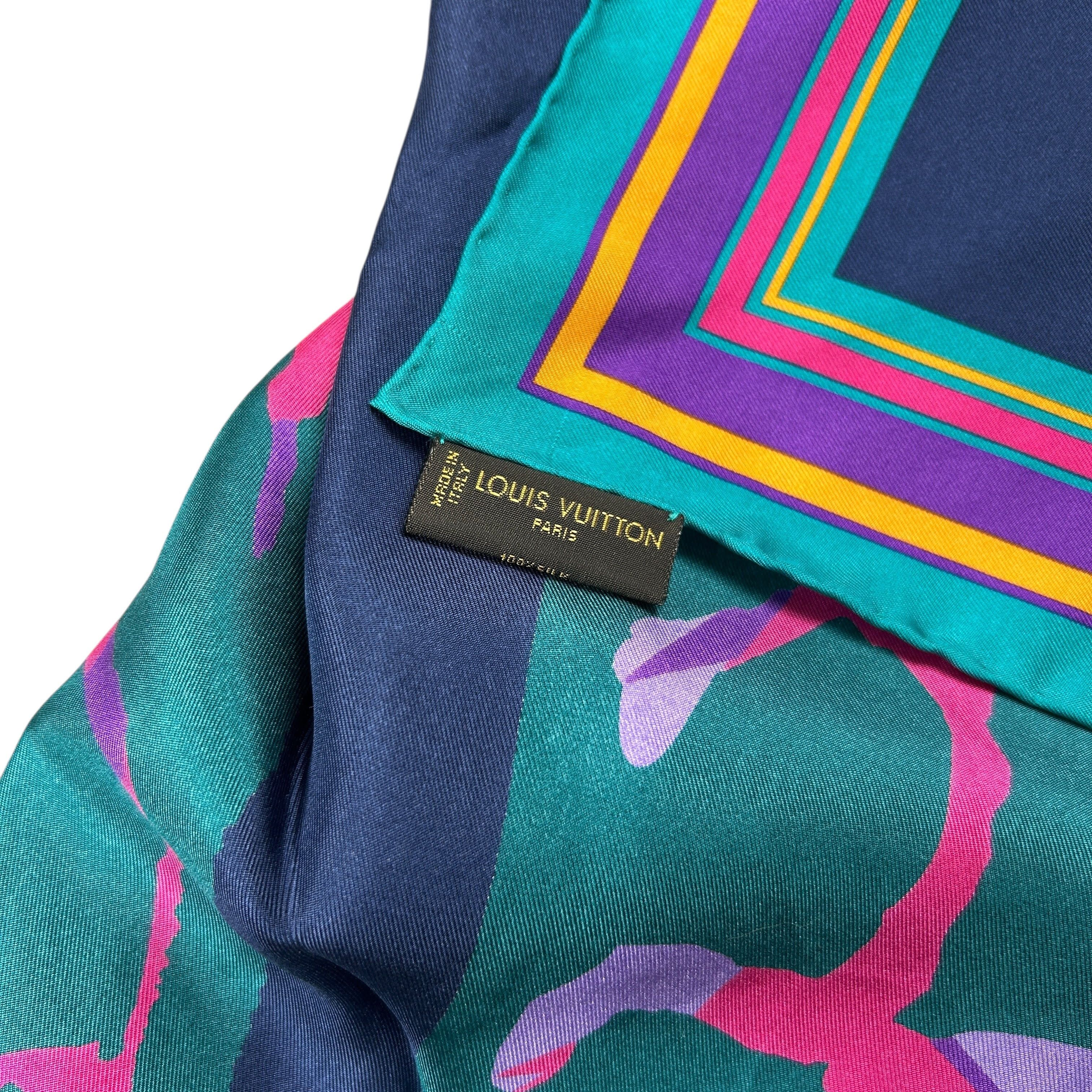 Louis Vuitton Louis Vuitton Pure Silk Giraffe Shawl Scarf Blue Size ONE SIZE - 3 Thumbnail