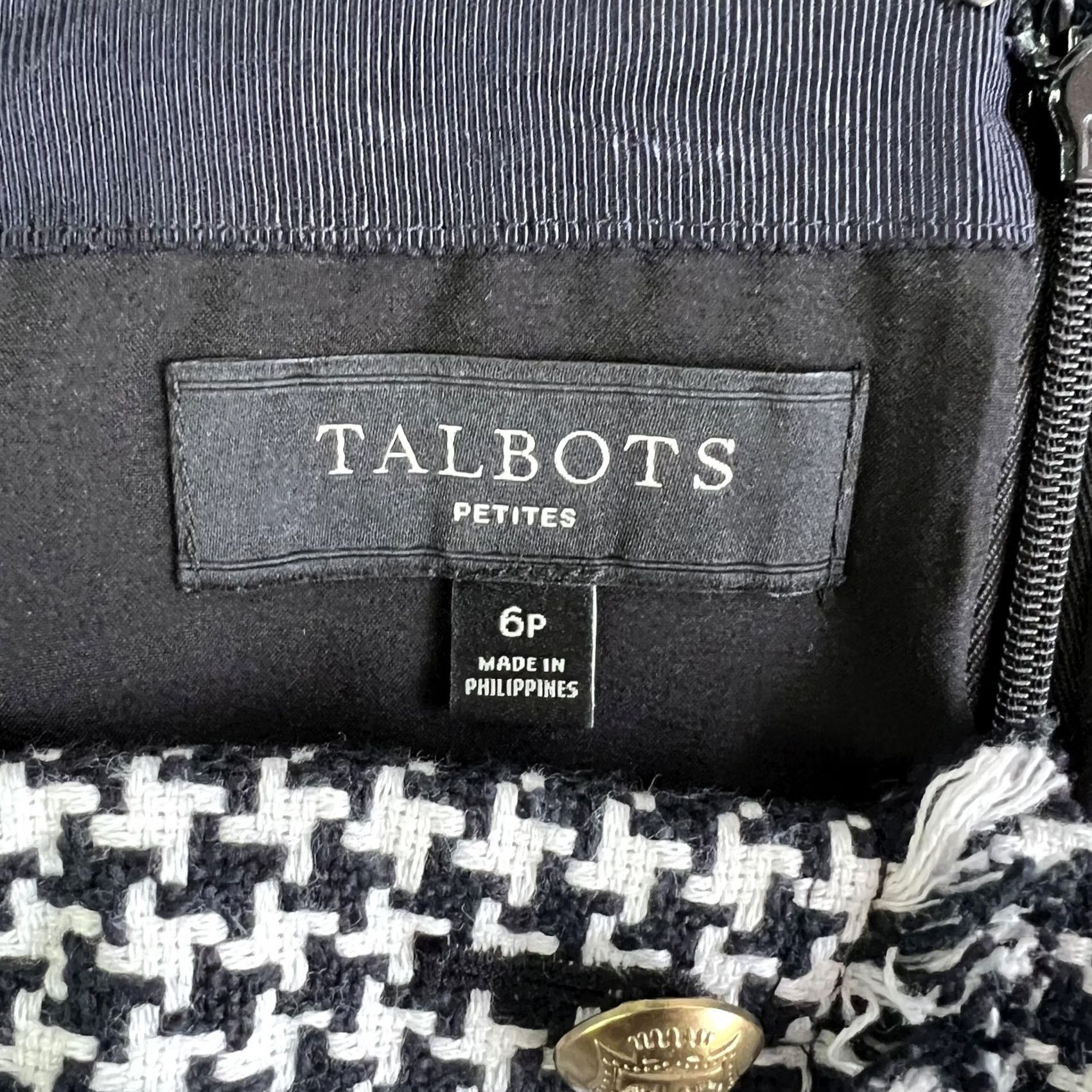 Talbots Talbots Skirt Black White Tweed Check Fringe Button Lined Workwear Womens 6P Size 28" / US 6 / IT 42 - 2 Thumbnail