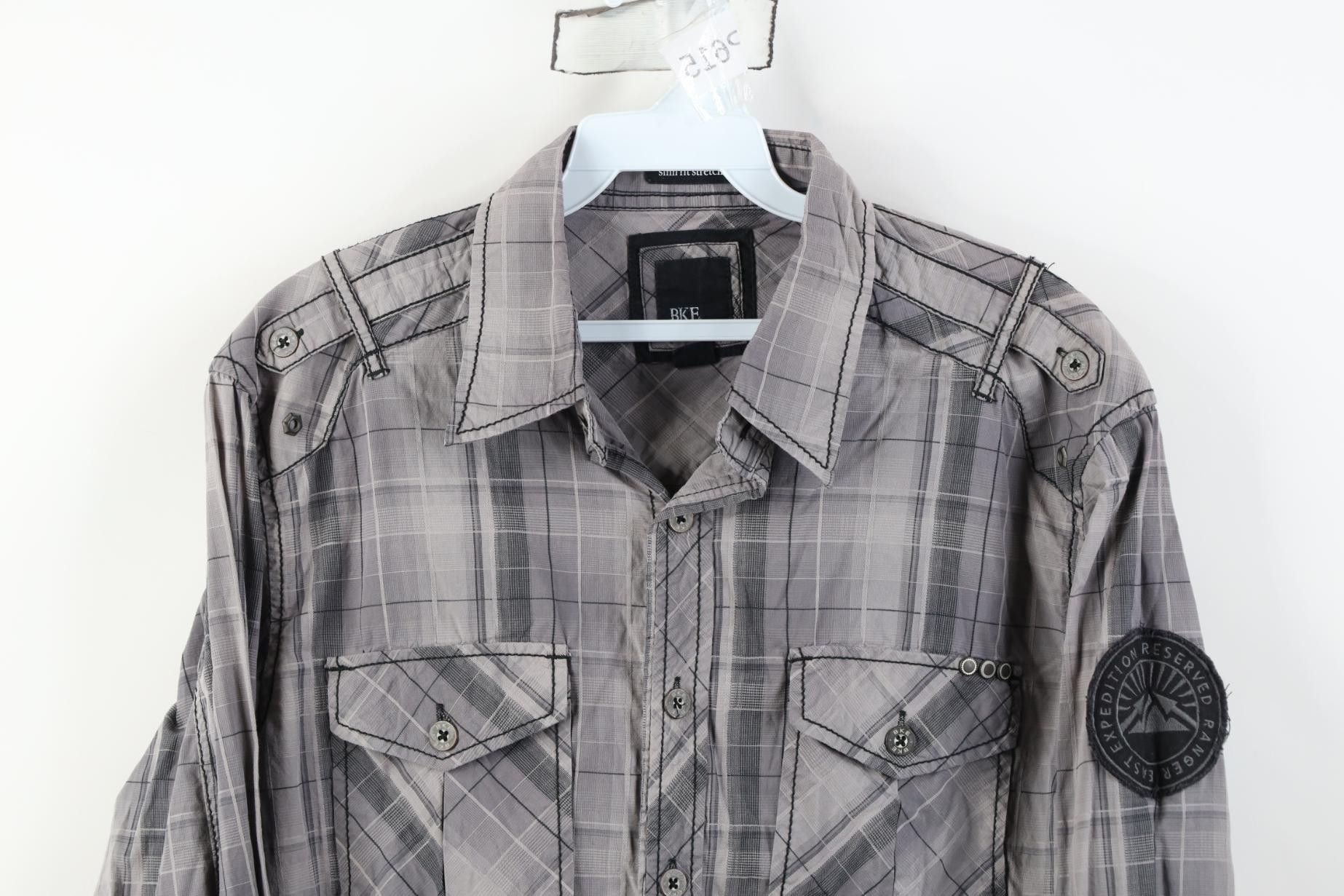 Vintage Buckle BKE Stretch Thick Stitch UFC MMA Button Shirt Plaid Size US M / EU 48-50 / 2 - 2 Thumbnail