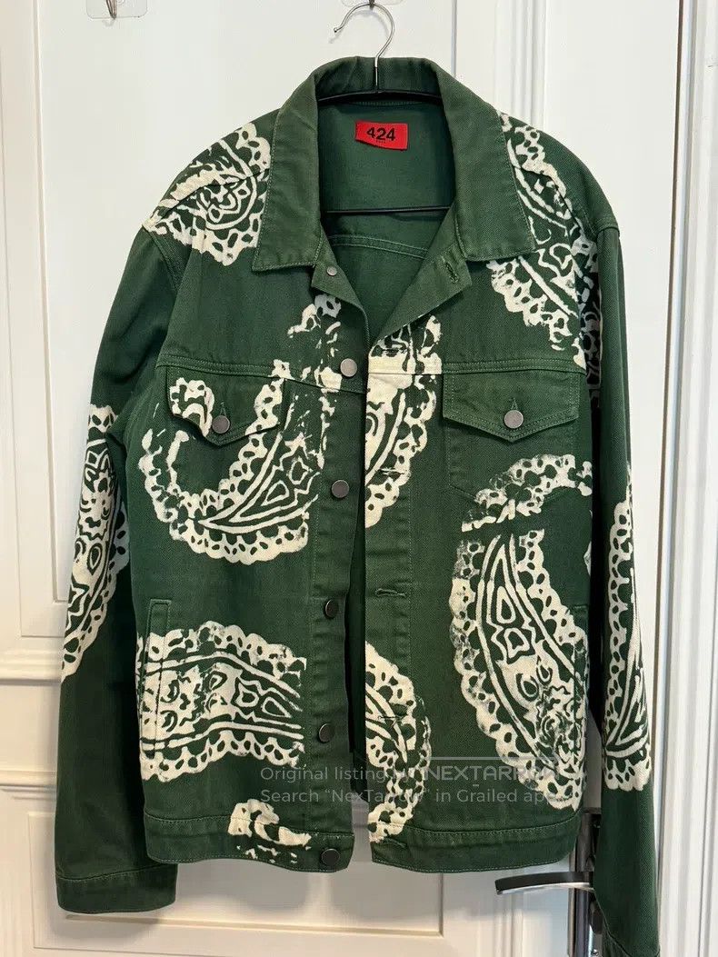 424 424 Cashew Flower Zip-Up Denim Jacket Size US L / EU 52-54 / 3 - 1 Thumbnail