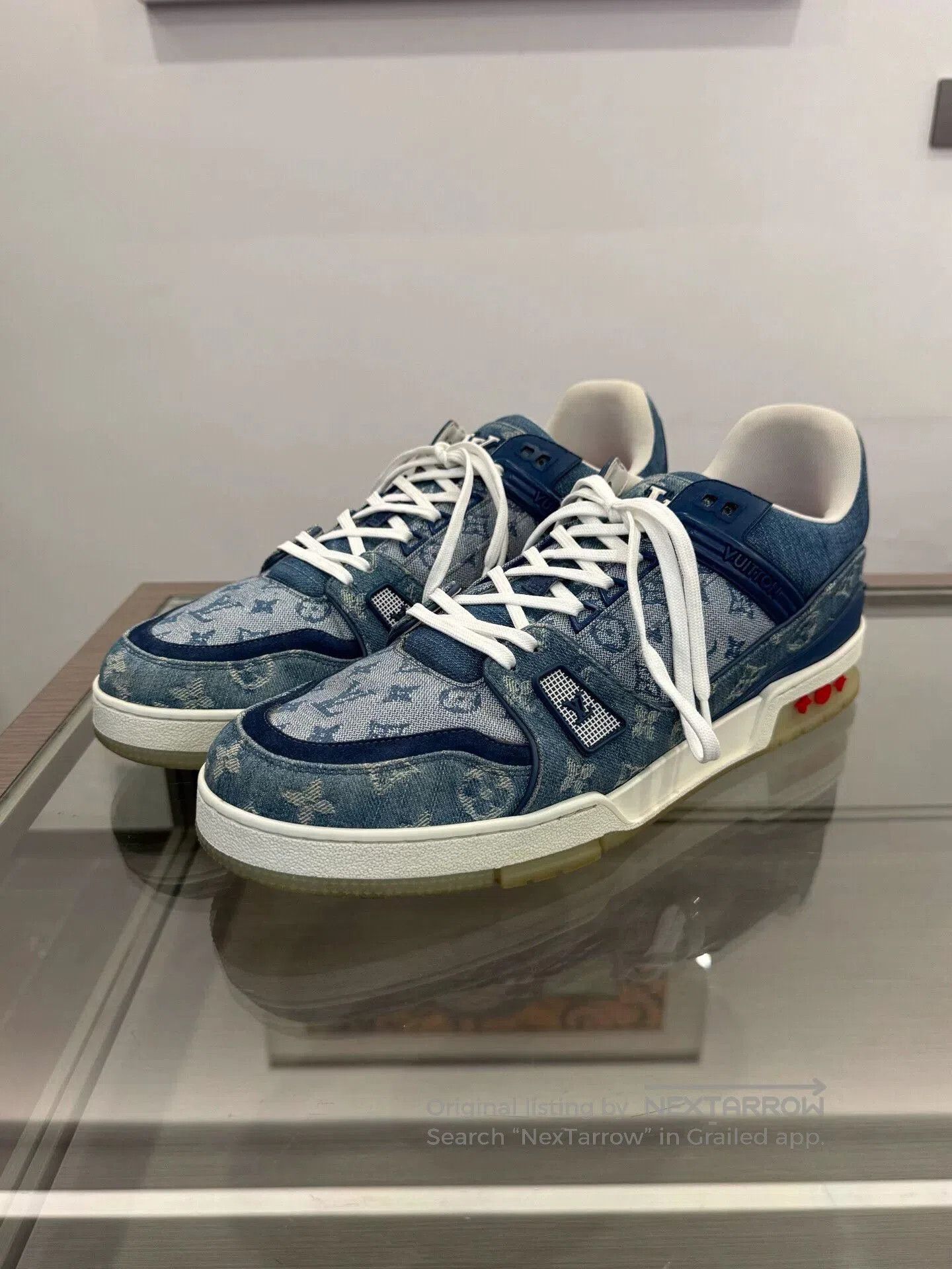 Louis Vuitton Louis Vuitton Blue Denim Monogram Trainer Sneakers. Size US 12 / EU 45 - 1 Thumbnail