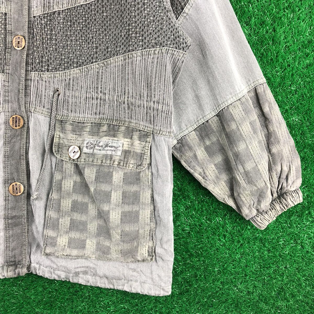 Japanese Brand Vintage 90's Multi Fabric Jacket Hoodie by Jun Young Size US XL / EU 56 / 4 - 3 Thumbnail