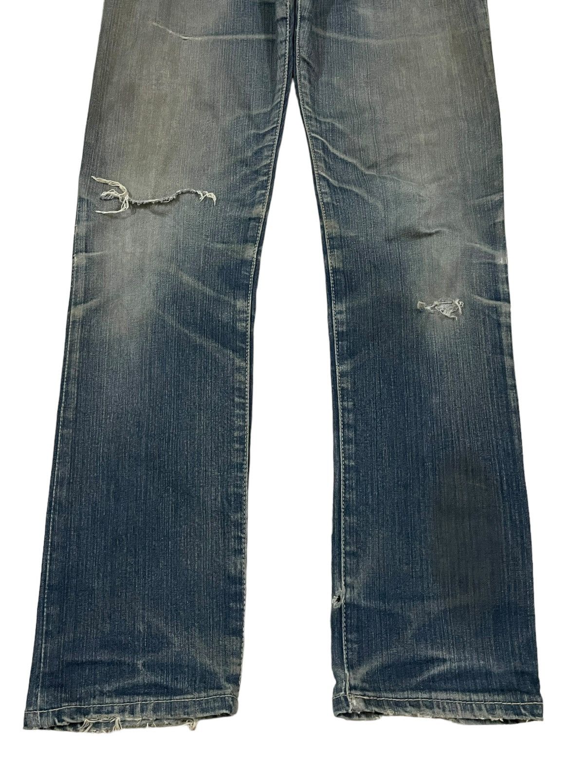 If Six Was Nine Vtg Japanese Multi Zip Bondage Style Mud Wash Ripped Jeans Size US 33 - 5 Thumbnail