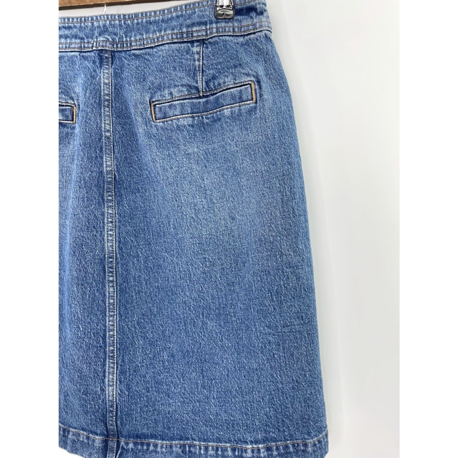 J.Crew VINTAGE J.Crew Skirt Cargo Front Pockets Denim Blue 30 Y2K Vibes 90s Bohemian Women Knee Length Pencil Rise High Style Straight & Pencil Size 30" / US 8 / IT 44 - 6 Thumbnail