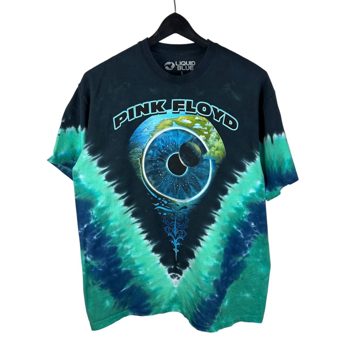 Liquid Blue Pink Floyd 3/4 Sleeve Raglan Band T-Shirt, Men's XXL cotton navy blue type Vintage Second Hand main image 0