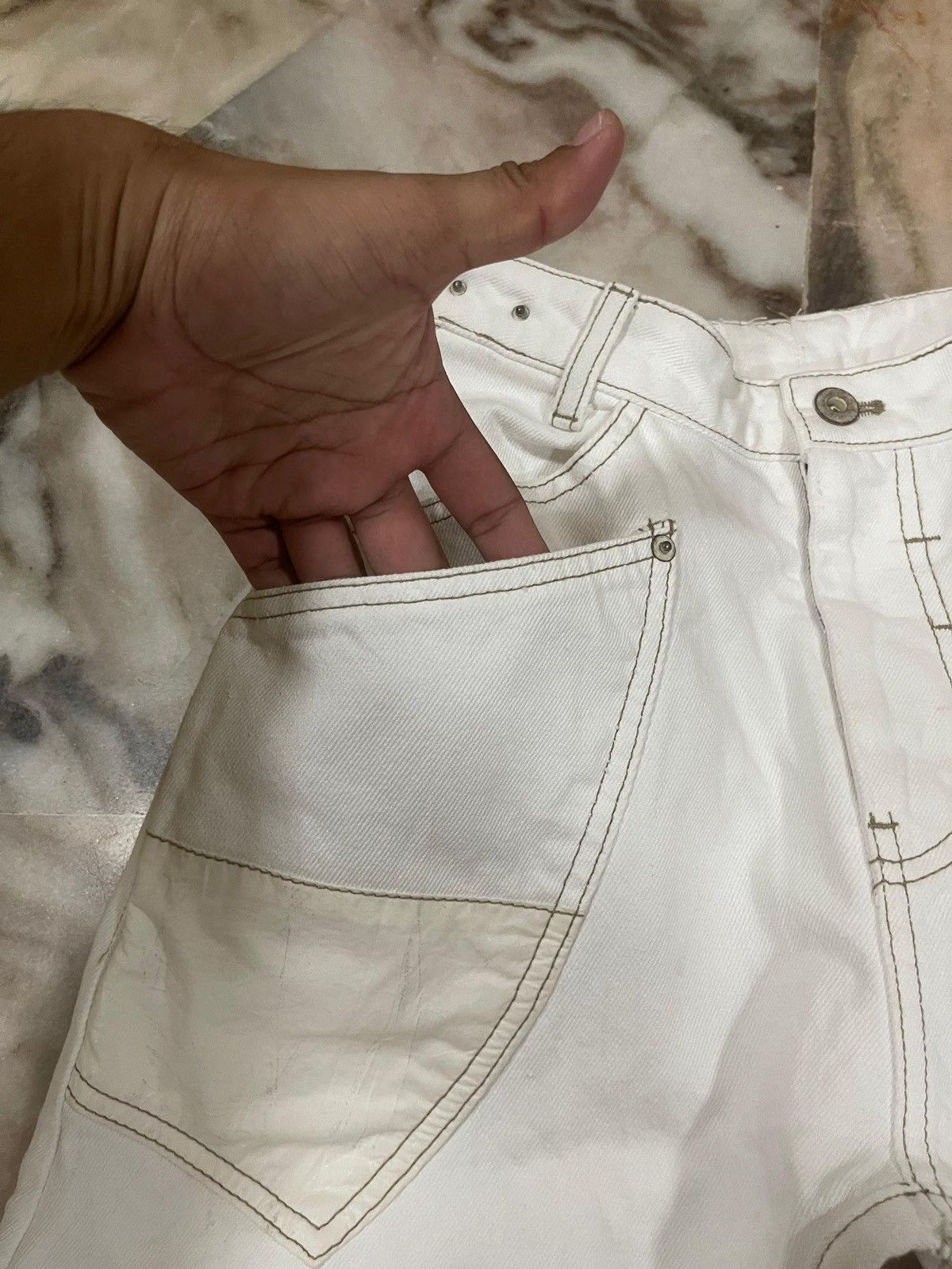 POST ARCHIVE FACTION (PAF) CARNET ARCHIVE - HUMAN-SHELL DESTROYED TROUSERS WHITE Size US 27 - 13 Thumbnail
