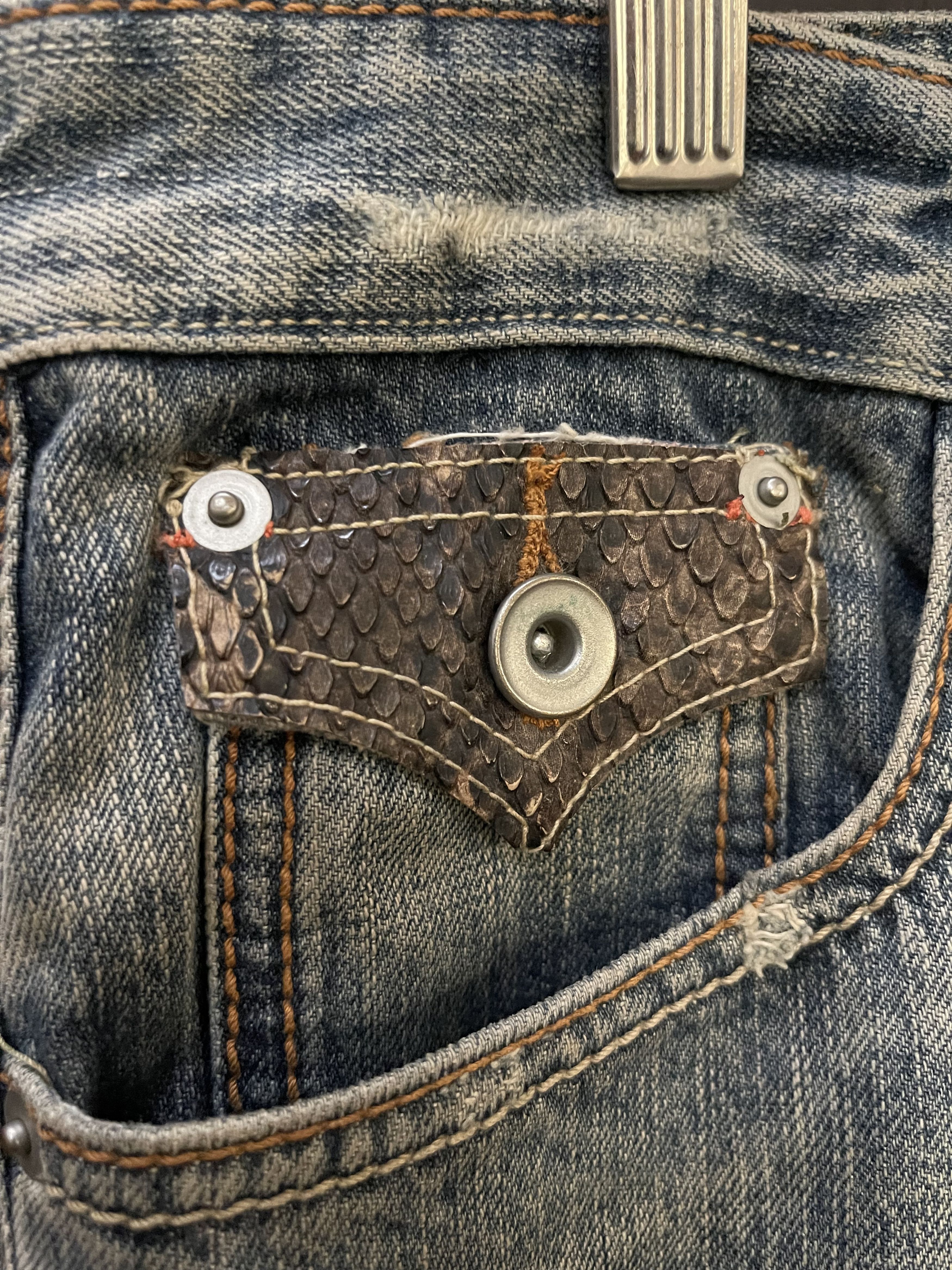 Hysteric Glamour × If Six Was Nine × Le Grande Bleu (L.G.B.) Takaiq.com Phyton Snake Skin Distressed Flared Jeans Size US 32 / EU 48 - 11 Thumbnail