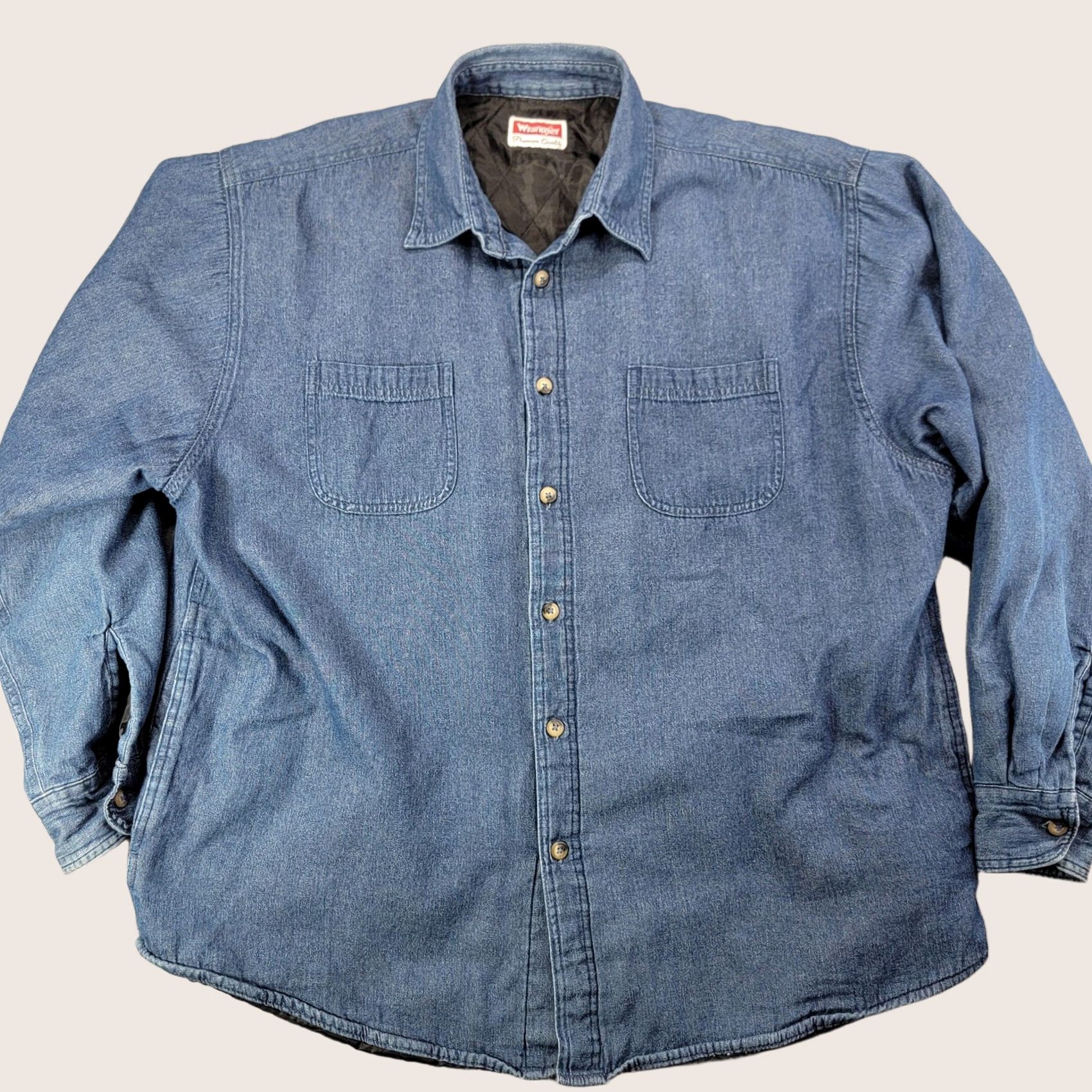 Wrangler Wrangler Denim Jacket Mens 2XL Blue Quilted Lined Button Front Western Workwear Jacket Size US XXL / EU 58 / 5 - 1 Thumbnail