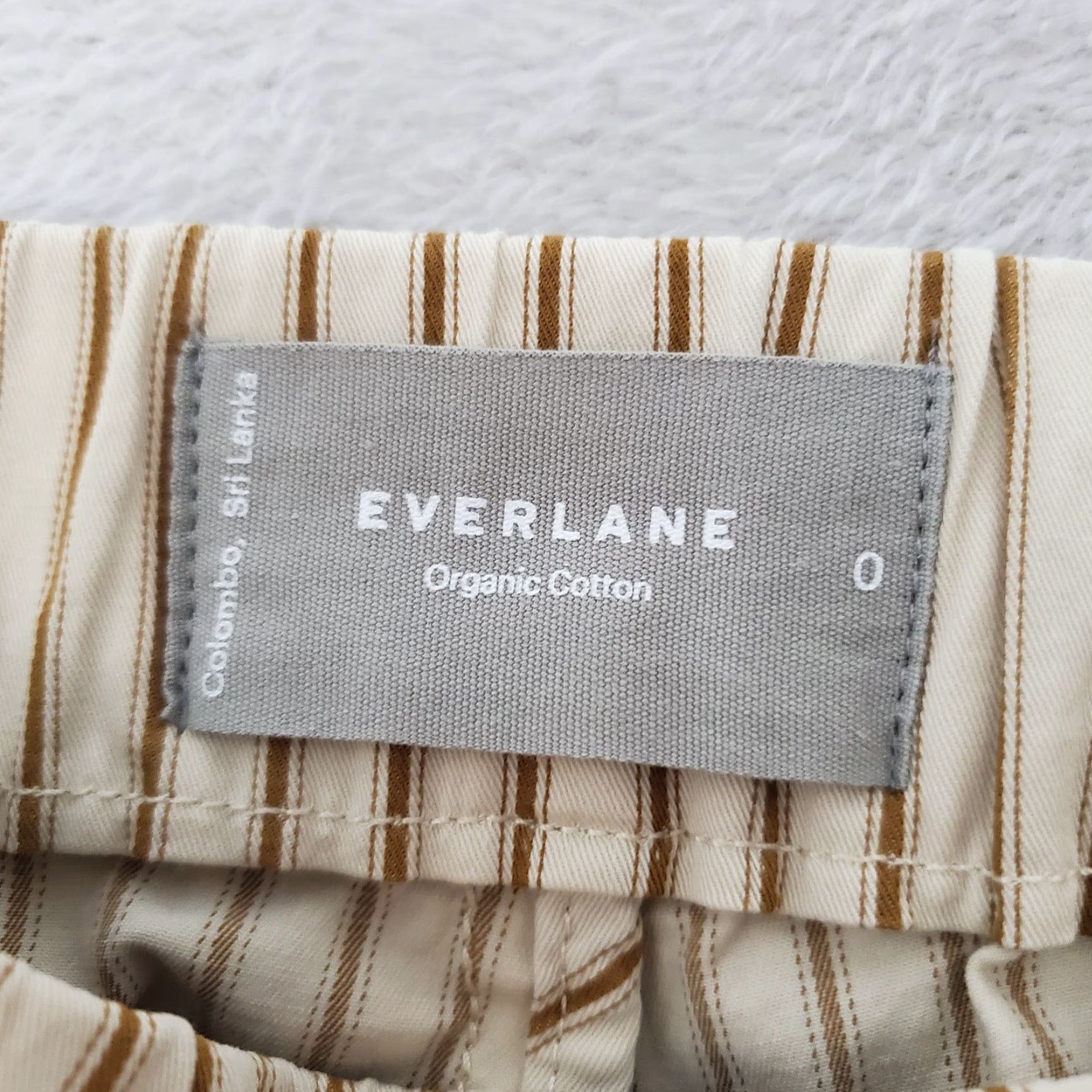 Everlane VINTAGE Everlane Pants Womens 0 Tan Brown Striped Organic Cotton Pull On Preppy Size 25" / US 0 / IT 36 - 3 Thumbnail