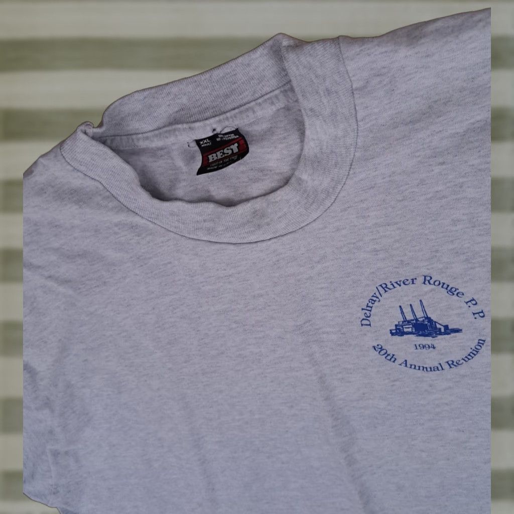 Vintage VINTAGE Delray/River Rouge Power Plant 20th Reunion T-Shirt USA Made 2XL Gray Mens 1994 Size US XXL / EU 58 / 5 - 1 Thumbnail