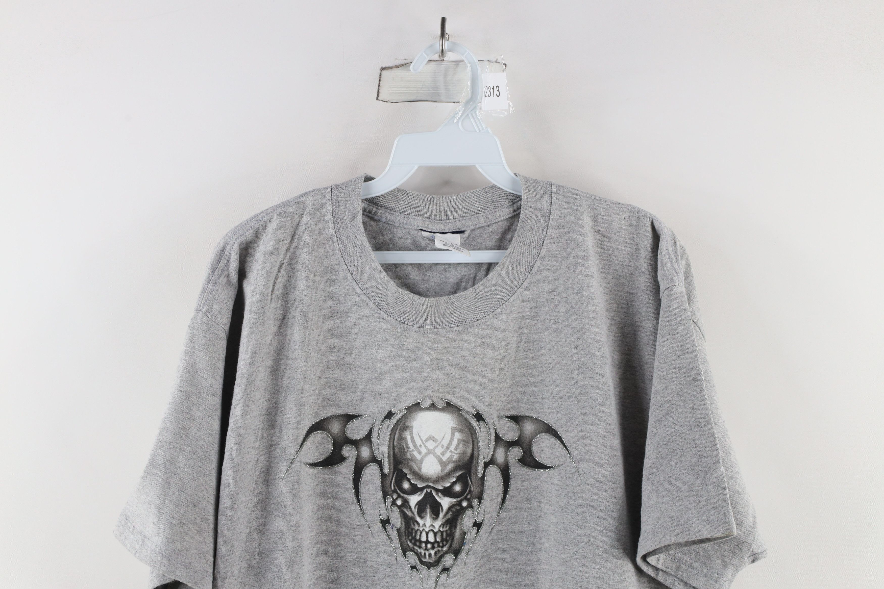 Vintage Vintage 90s Streetwear Tribal Skull Skeleton T-Shirt Gray Size US L / EU 52-54 / 3 - 2 Thumbnail