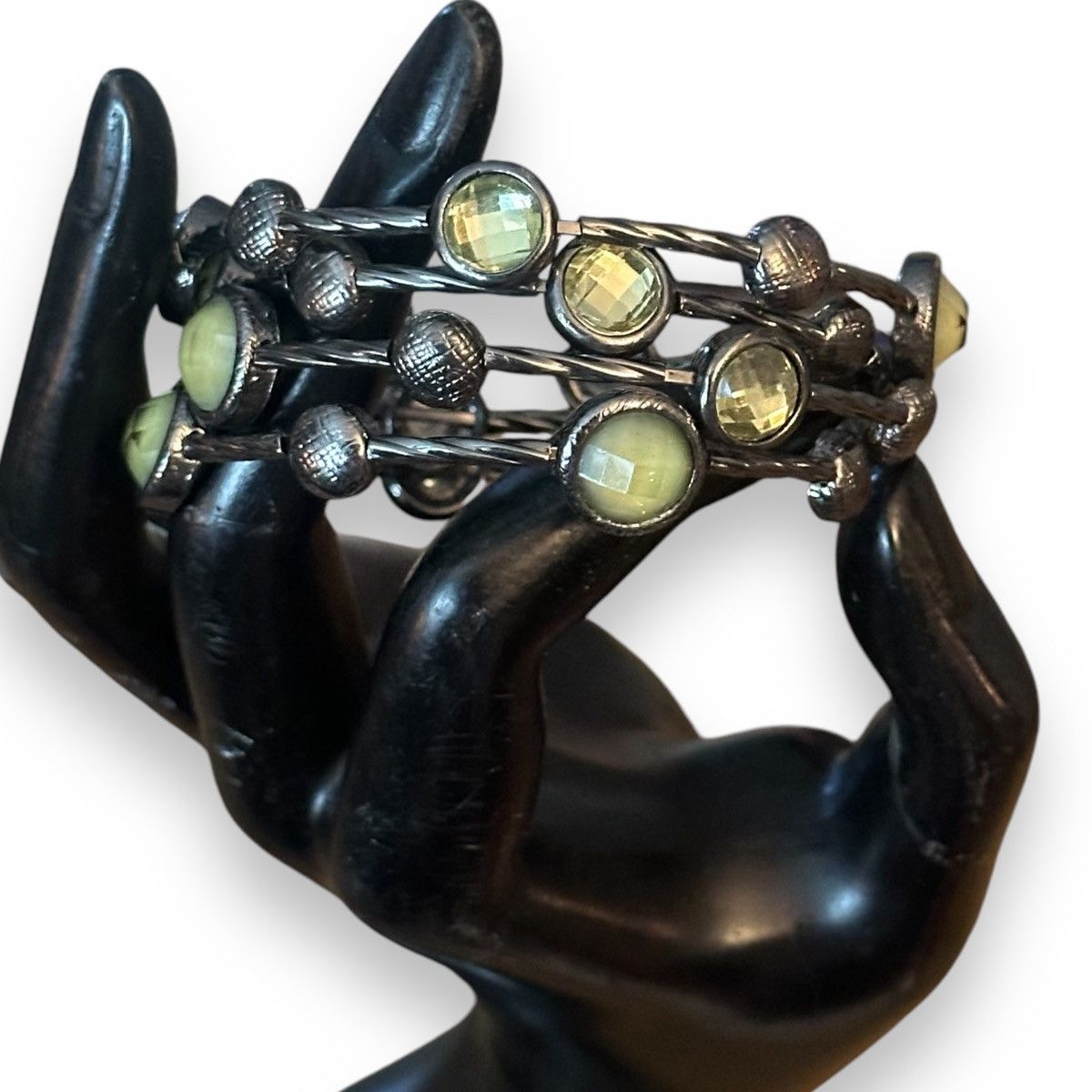 Other Silver tone with green stones multi wrap bracelet Size ONE SIZE - 2 Thumbnail