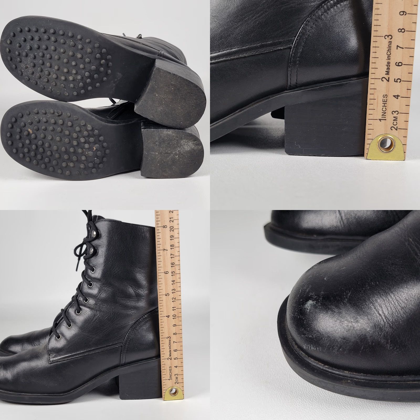 Madewell VINTAGE Madewell Partners Lace Up Granny Black Leather Riding Boots Womens Size 6.5 Size US 7 / IT 37 - 8 Thumbnail