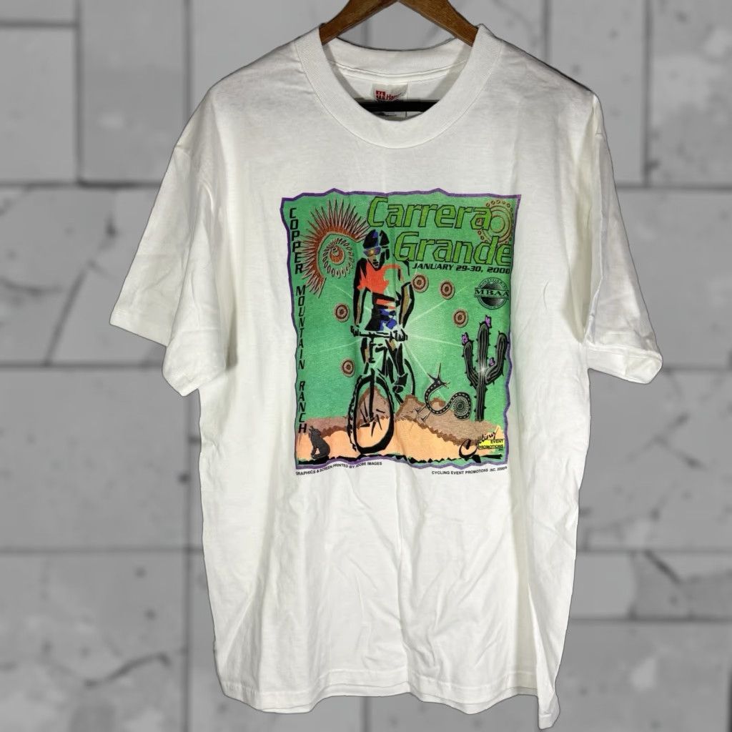 Hanes VINTAGE Hanes Carrera Grande 2000 White Graphic Tee Mens Size L Adult Regular Shirt Graphic Tee 2000s Mens Size US L / EU 52-54 / 3 - 1 Thumbnail