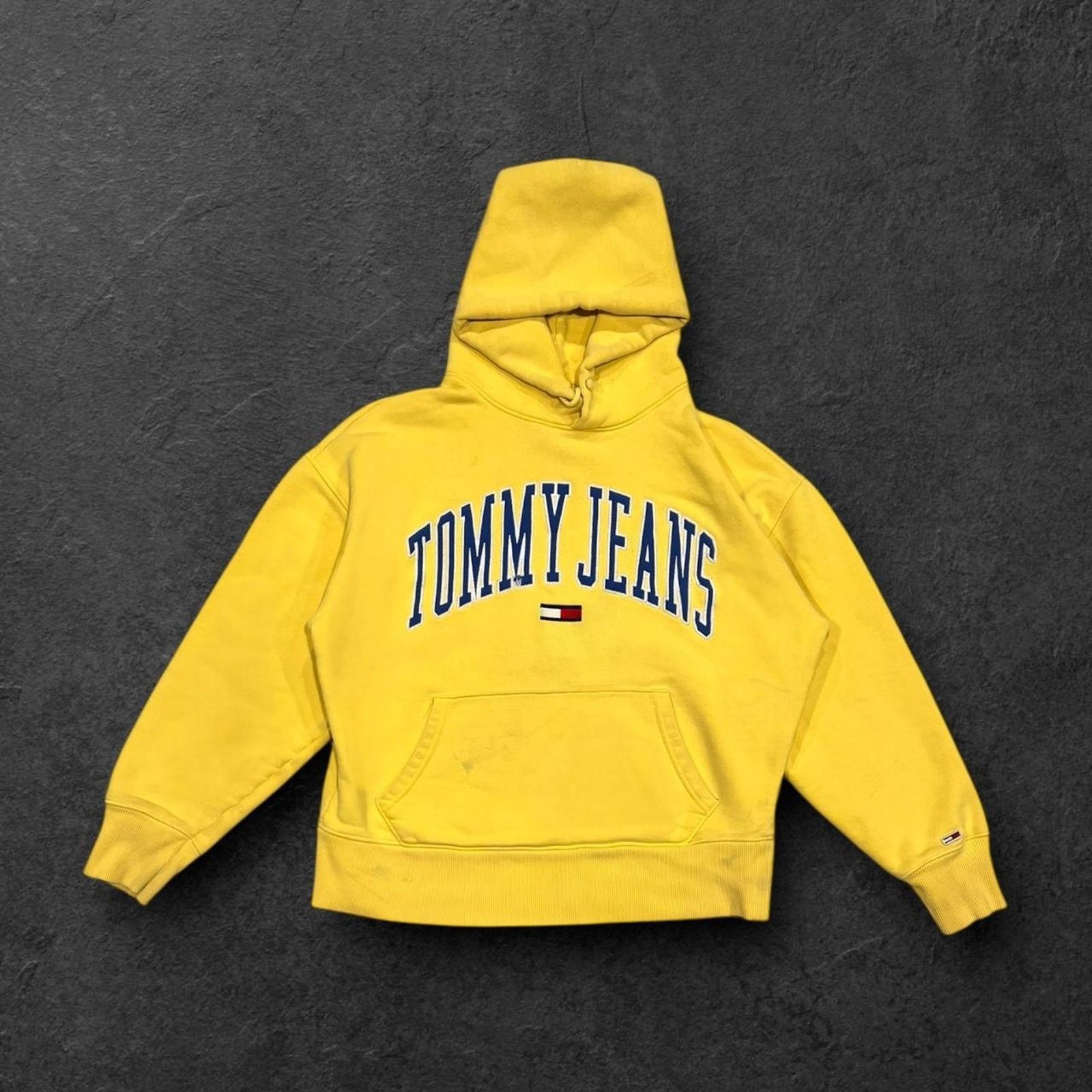 Tommy Hilfiger Tommy Jeans Vintage Yellow Hoodie w/ Logo Embroidery Size US M / EU 48-50 / 2 - 1 Thumbnail