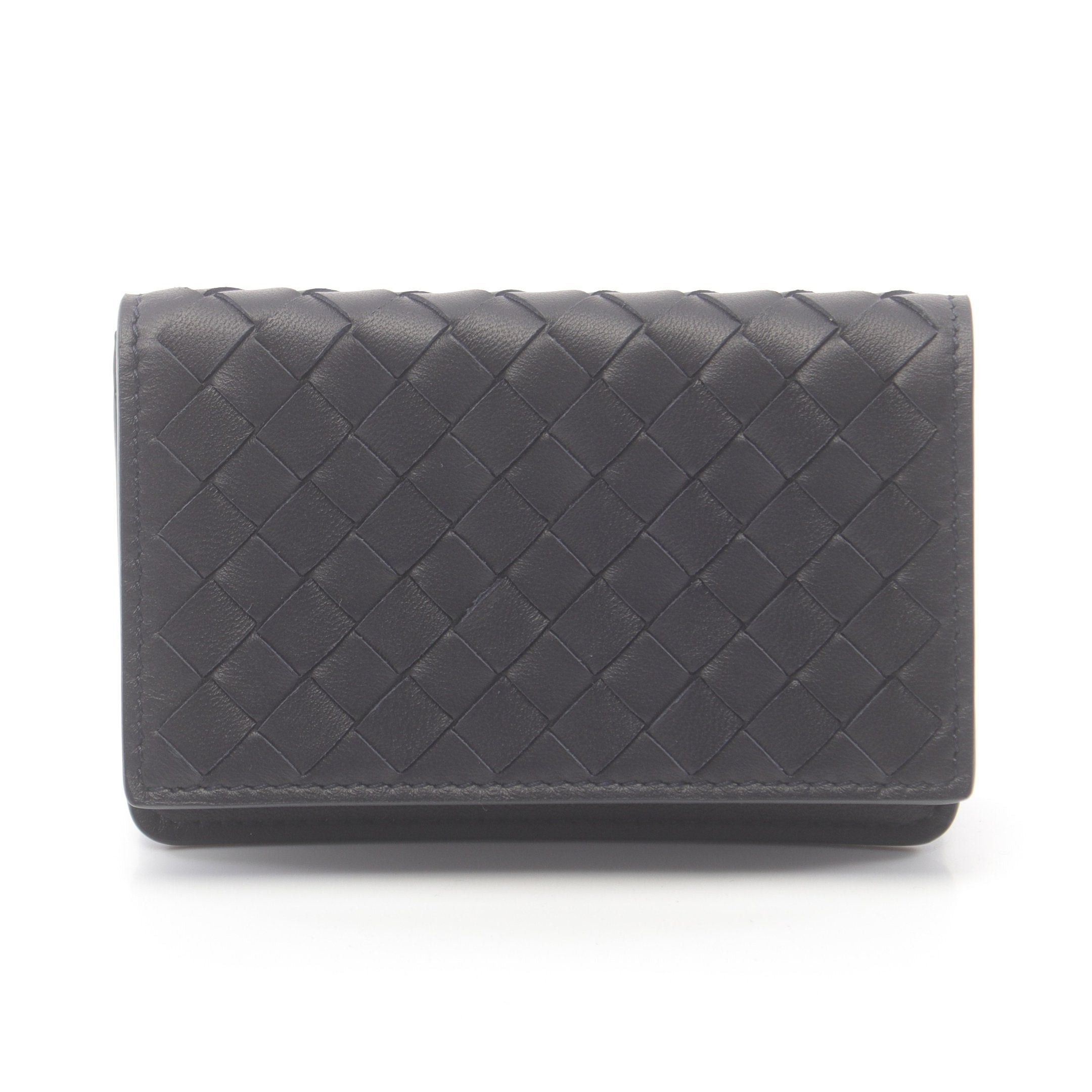 Bottega Veneta Bottega Veneta Intrecciato Card Case Name Holder Leather Black Size ONE SIZE - 1 Thumbnail
