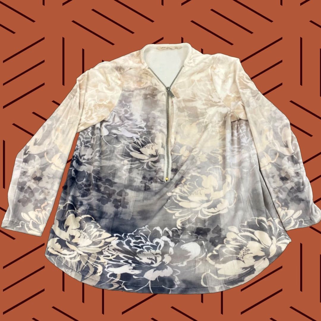 Soft Surroundings Soft Surroundings Corrina Top Shirt Women M White Floral 3/4 Sleeve Breathable Easy Care Cardigan? Wait. Size M / US 6-8 / IT 42-44 - 1 Thumbnail