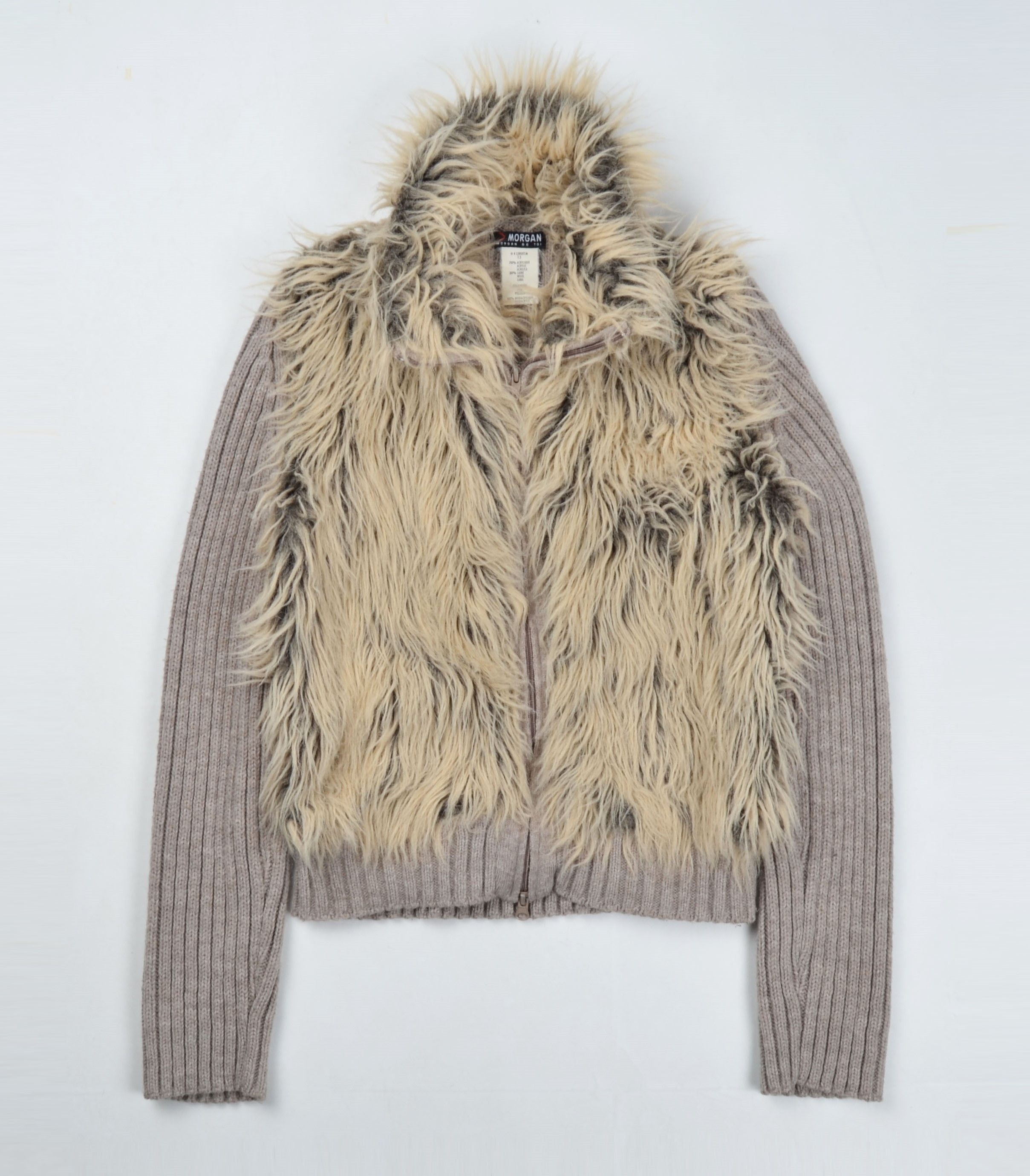 Designer × Morgan De Toi × Vintage Morgan De Toi Y2K Vintage Faux Fur Zip Cardigan Jacket Size M / US 6-8 / IT 42-44 - 4 Thumbnail