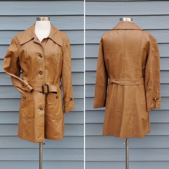 Vintage Vintage 70s Boho Camel Tan Honey Leather Button Front Jacket Size S / US 4 / IT 40 - 4 Thumbnail