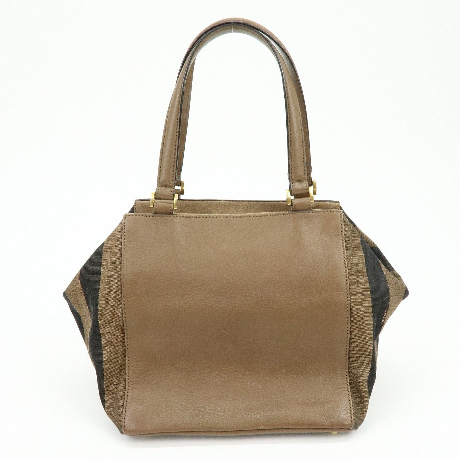Fendi Fendi Pequin Leather Canvas Tote Brown Size ONE SIZE - 2 Thumbnail