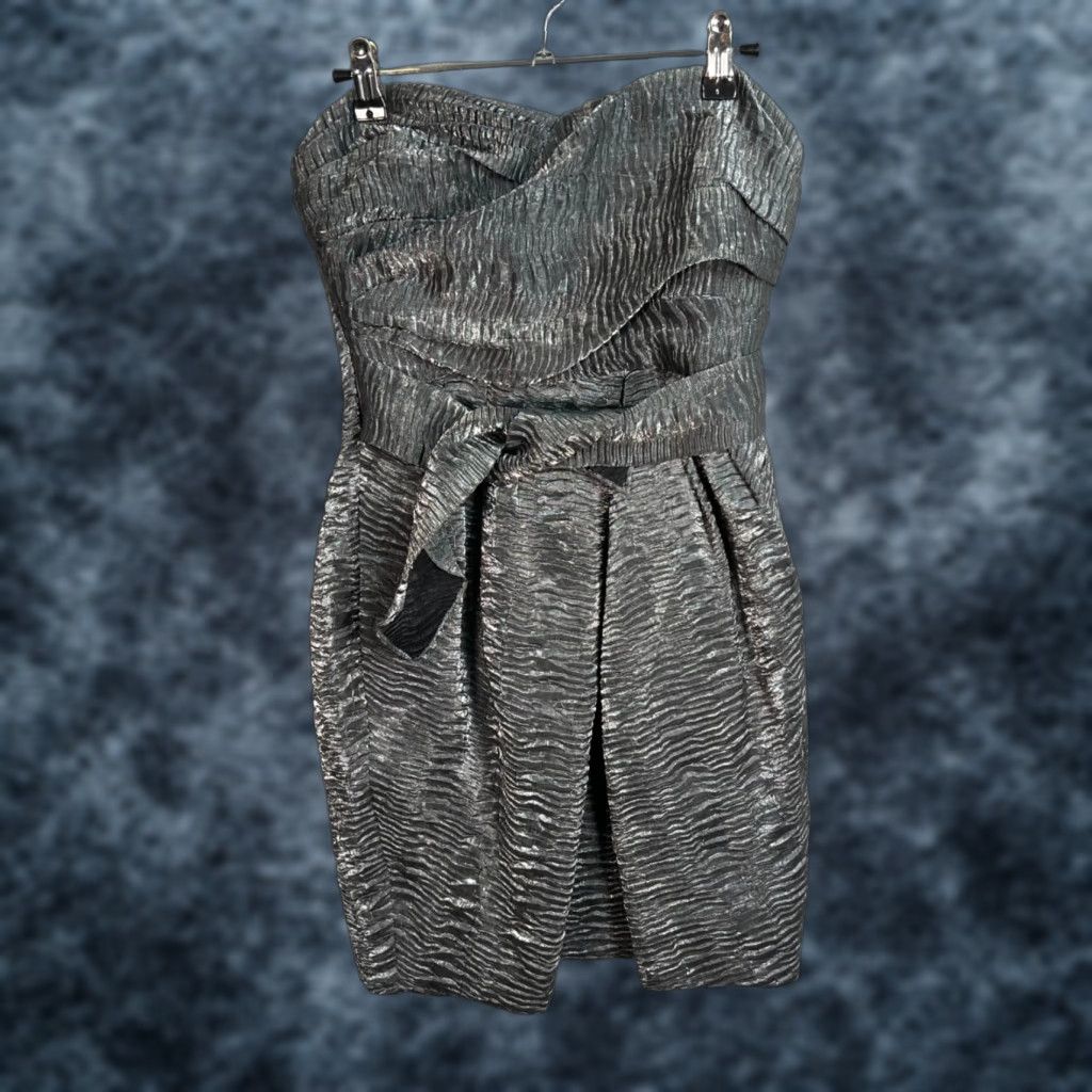 BCBGeneration BCBGGeneration Womens Strapless Metallic Textured Mini Dress Size 0 Silver Party Cocktail Size XS / US 0-2 / IT 36-38 - 1 Thumbnail