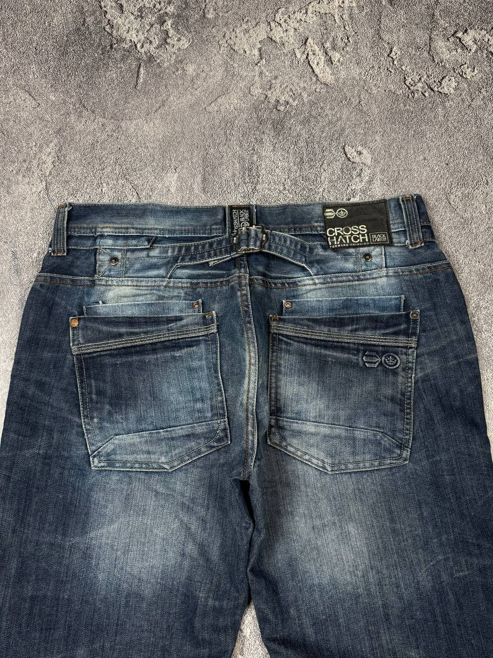 If Six Was Nine Y2K Crosshatch Faded Blue Straight Leg 2000s Grunge Denim Size US 36 / EU 52 - 3 Thumbnail
