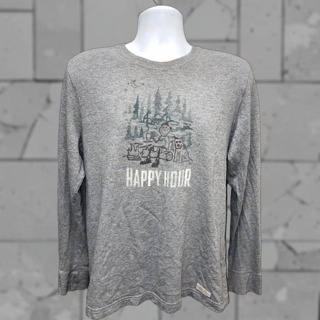 Life is Good Life Is Good Classic Fit Grey Long Sleeve Graphic T-Shirt Mens M Size US M / EU 48-50 / 2 - 1 Thumbnail