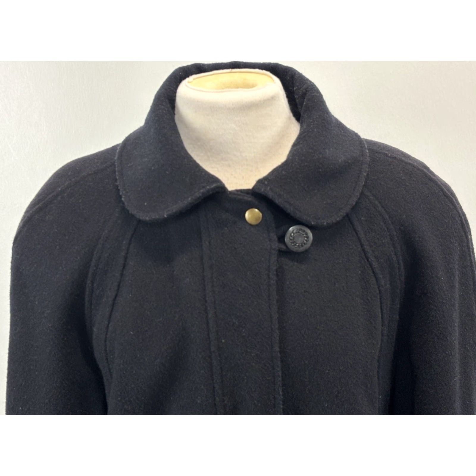 Talbots VINTAGE Talbots Coat Womens 12 Black Peter Pan Collar Button Up Wool Blend Pea Coat 90s USA Mens/Womens Size XL / US 12-14 / IT 48-50 - 6 Thumbnail