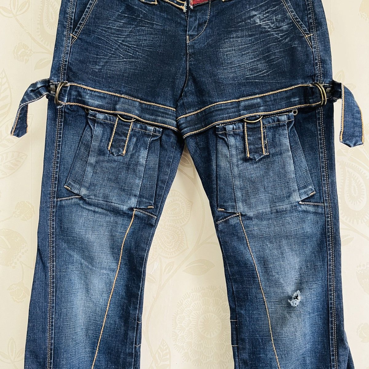 Marithe + Francois Girbaud Spectacular MFG Flared Bondage Heavy Denim Jeans Size US 30 / EU 46 - 10 Thumbnail