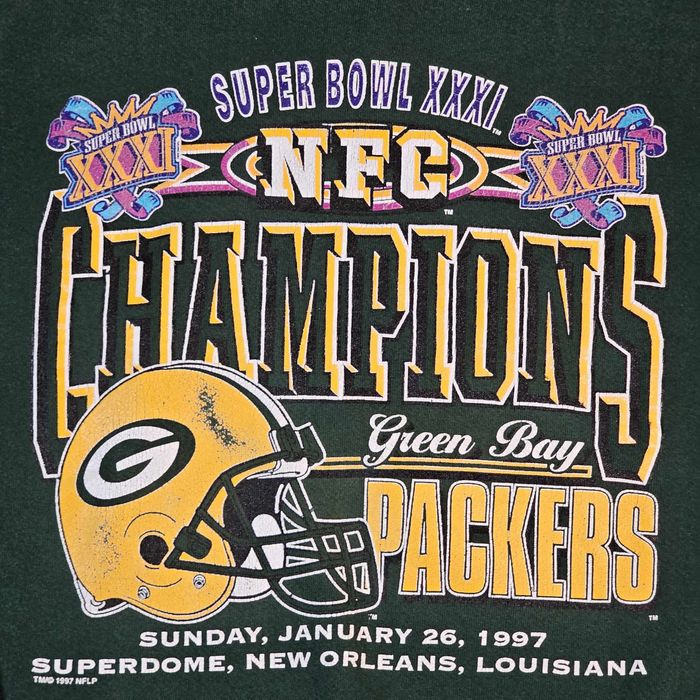 Vintage Green Bay Packers Snapback Hat Super Bowl XXXI Logo Athletic Mardi  Gras