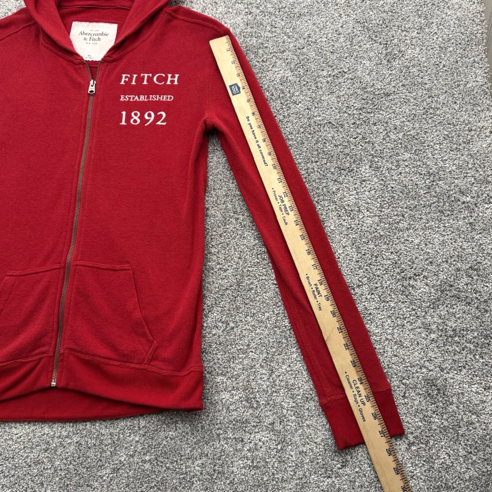 Abercrombie & Fitch VINTAGE Abercrombie & Fitch Full Zip Hoodie Mens M/L Red Cotton Polyester Spell Out Embroidered Zipper Streetwear Grunge 90s/2000s Size US M / EU 48-50 / 2 - 3 Thumbnail