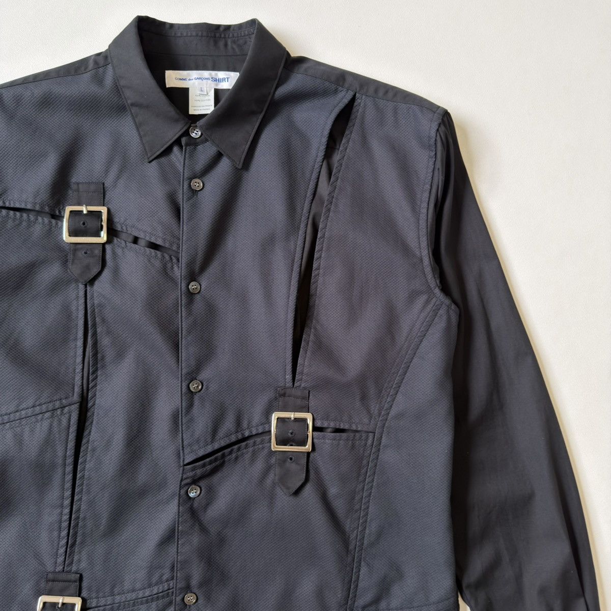 Comme des Garcons Black Patch Work Bondage Strap Shirt Size US M / EU 48-50 / 2 - 10 Thumbnail