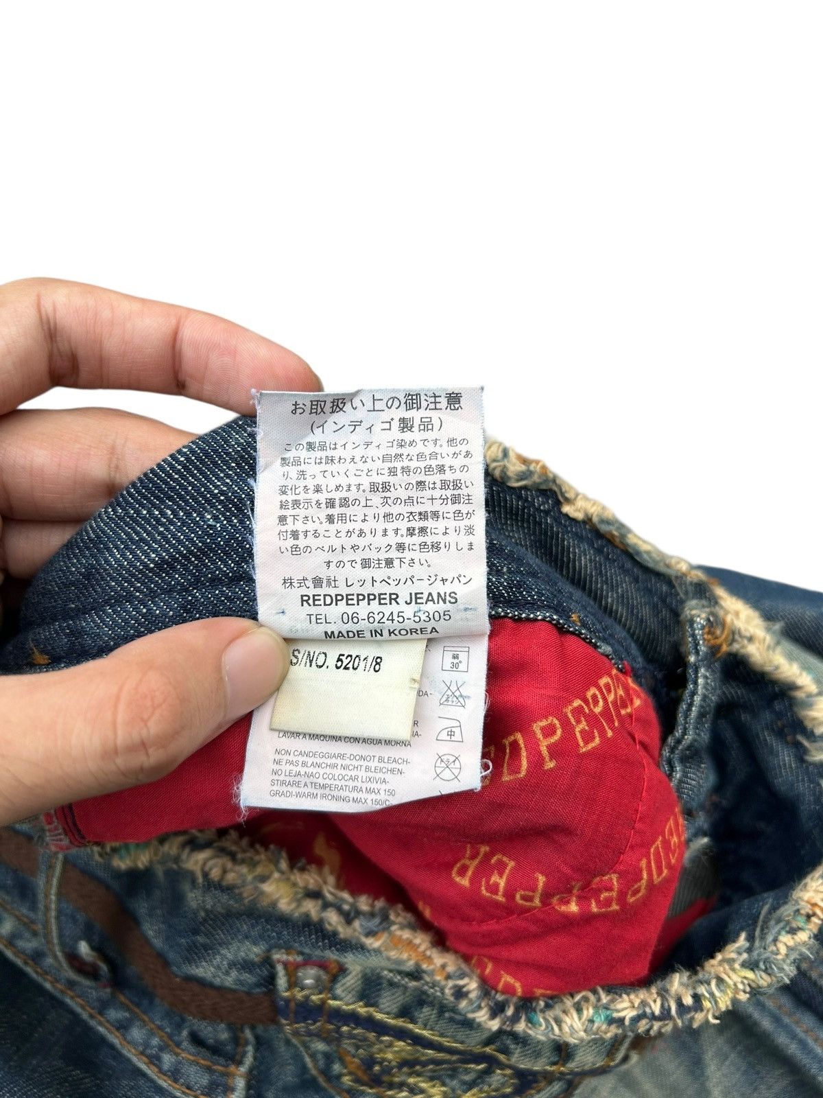 If Six Was Nine × KMRii × Le Grande Bleu (L.G.B.) ☠️ Red Papper Japanese Punk Rusty Faded Denim Jeans Lowrise Size US 30 / EU 46 - 9 Thumbnail