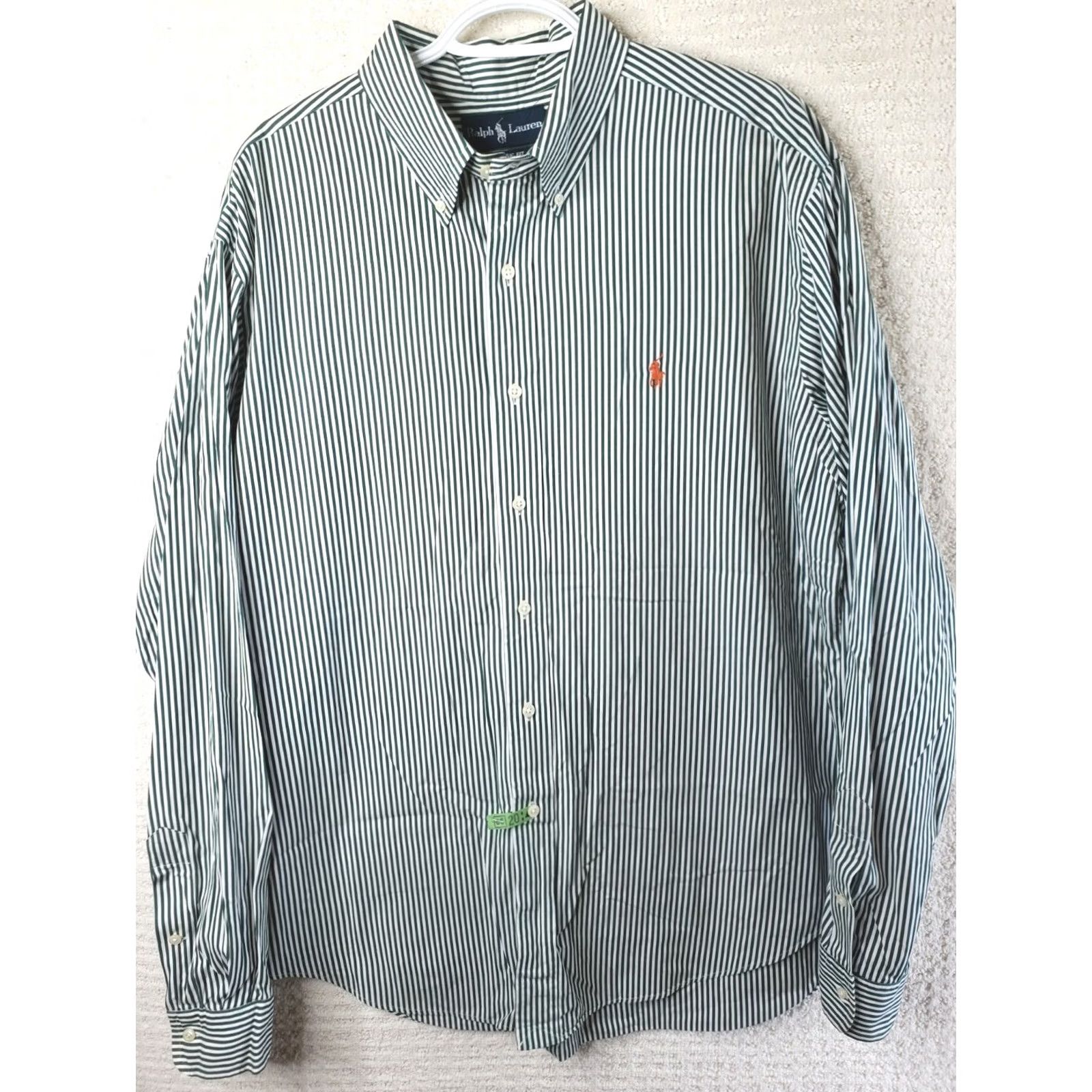 Ralph Lauren Ralph Lauren Custom Fit Shirt Mens XL Green White Stripe Long Sleeve Button-Up Size US XL / EU 56 / 4 - 2 Thumbnail