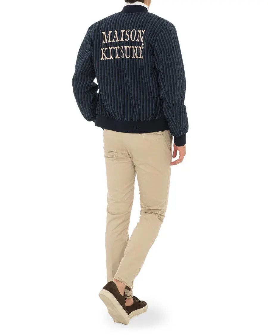 Maison Kitsune Maison Kitsuné Stripes Seersucker Teddy Jacket Navy