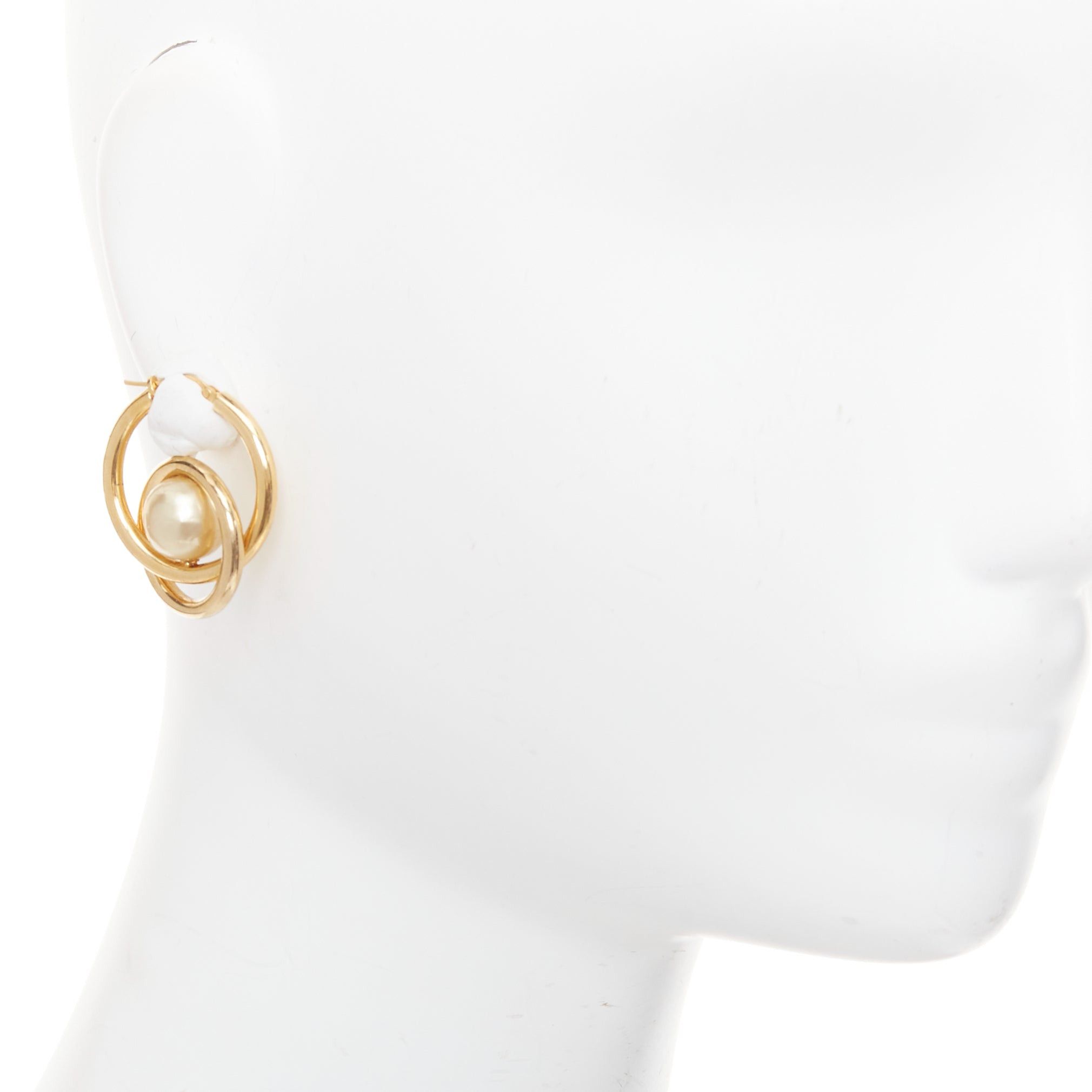 Celine rare OLD CELINE Phoebe Philo 2018 Spiral Double faux pearl hoop pin earring Pair Size ONE SIZE - 1 Thumbnail