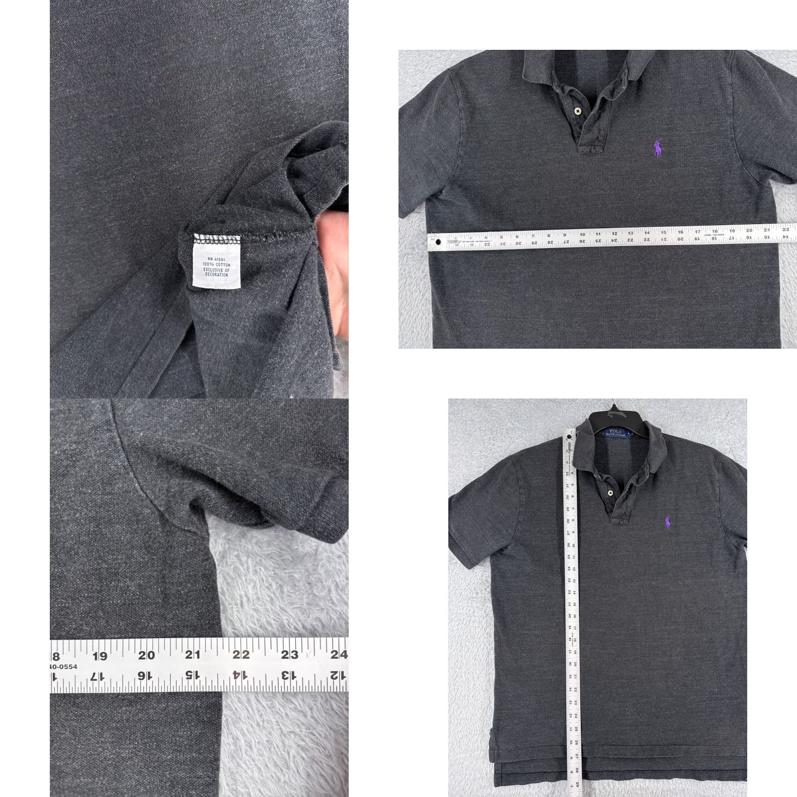 Ralph Lauren VINTAGE Polo Ralph Lauren Polo Shirt Mens Large Gray Short Sleeve Cotton Knit Pony Logo Size US L / EU 52-54 / 3 - 8 Thumbnail