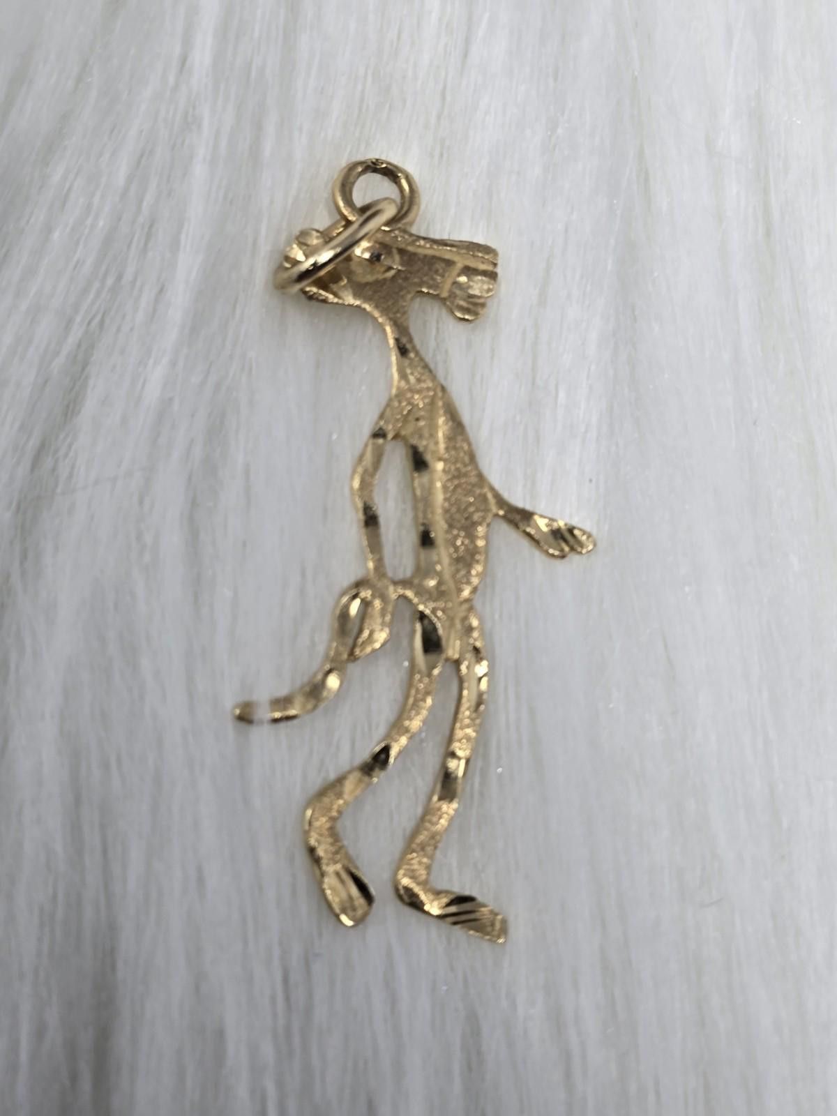 14K Gold Pink Panther Pendant Charm Vintage