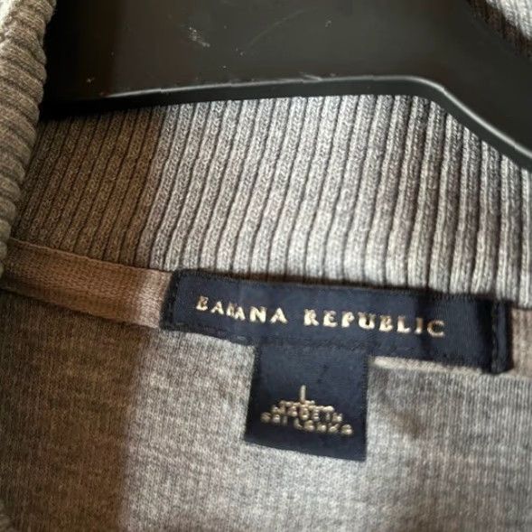 Banana Republic VINTAGE Banana Republic Mens Gray Quarter Zip Pullover Sweater Size L 100% Cotton Size US L / EU 52-54 / 3 - 2 Thumbnail