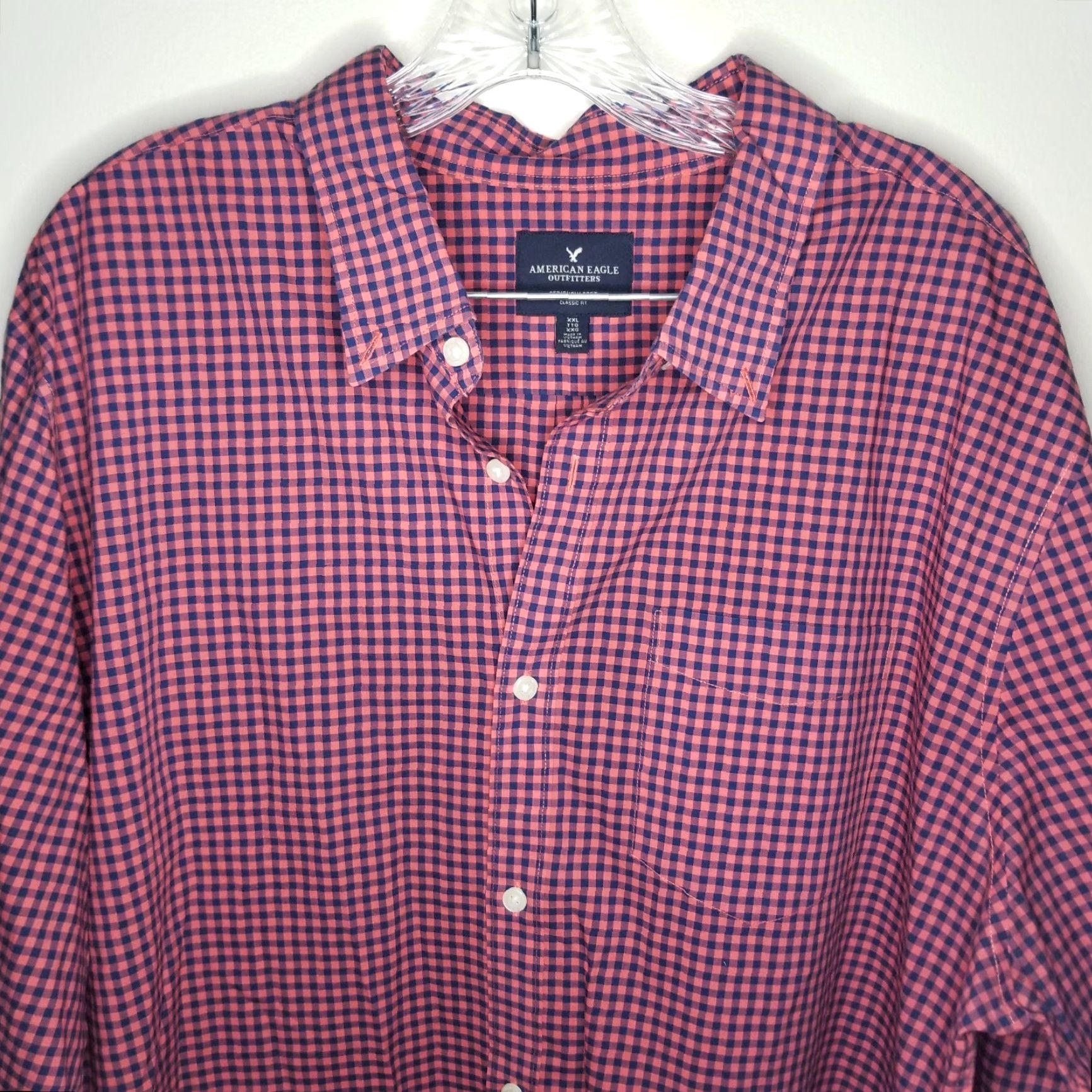 American Eagle Outfitters American Eagle Mens Shirt 2XL Pink Blue Long Sleeve Button Up Size US XXL / EU 58 / 5 - 2 Thumbnail