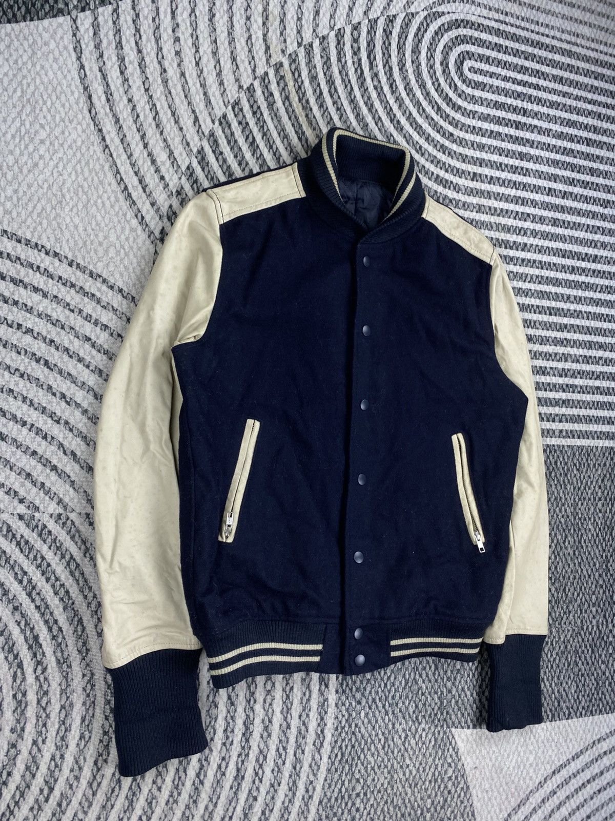 SHIPS Vintage SHIPS Navy Leather Sleeve Varsity Jacket Size US M / EU 48-50 / 2 - 3 Thumbnail