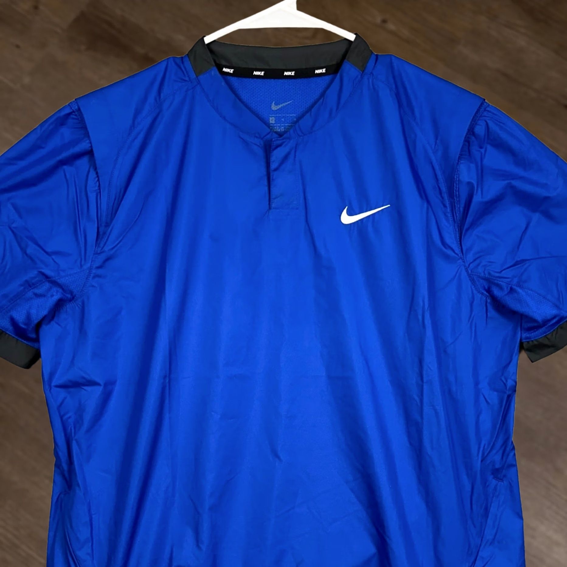 Nike Nike Jacket Pullover Women Medium Blue Short Sleeve Pocket 2 Button Outdoor Logo Jacket Size M / US 6-8 / IT 42-44 - 1 Thumbnail