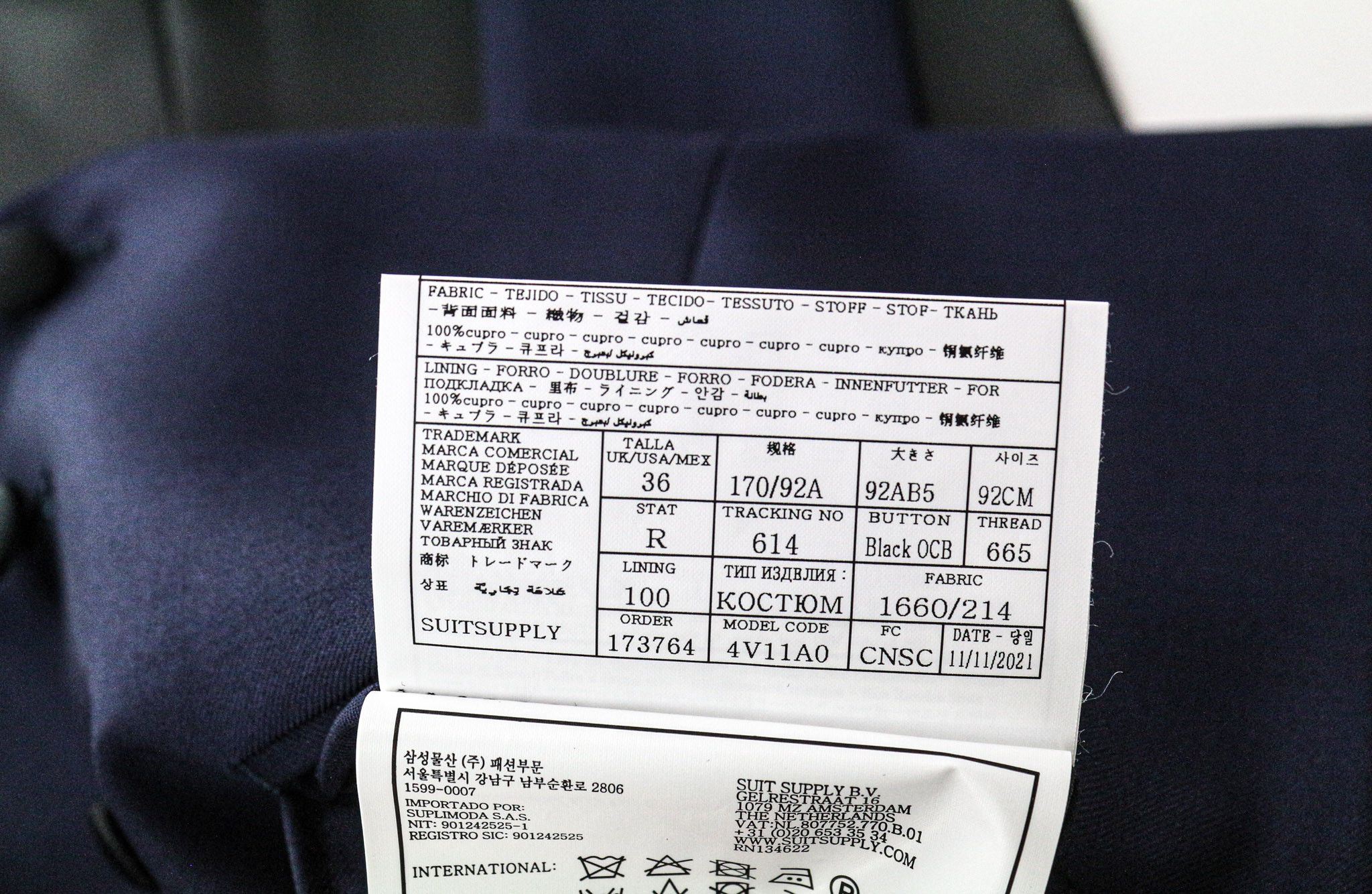 Suitsupply LAZIO TUX UK36R Navy Wool S130s 3Pc Suit 75155 Size 36R - 9 Thumbnail