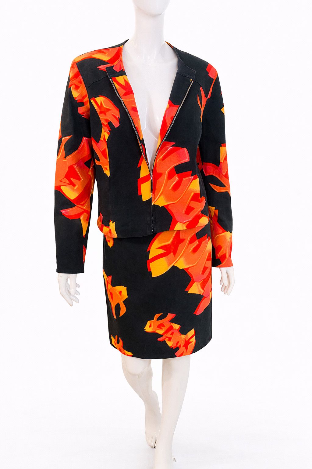 Thierry Mugler Thierry Mugler Flame Graffiti Skirt Suit Set Dress Large Size L / US 10 / IT 46 - 1 Thumbnail