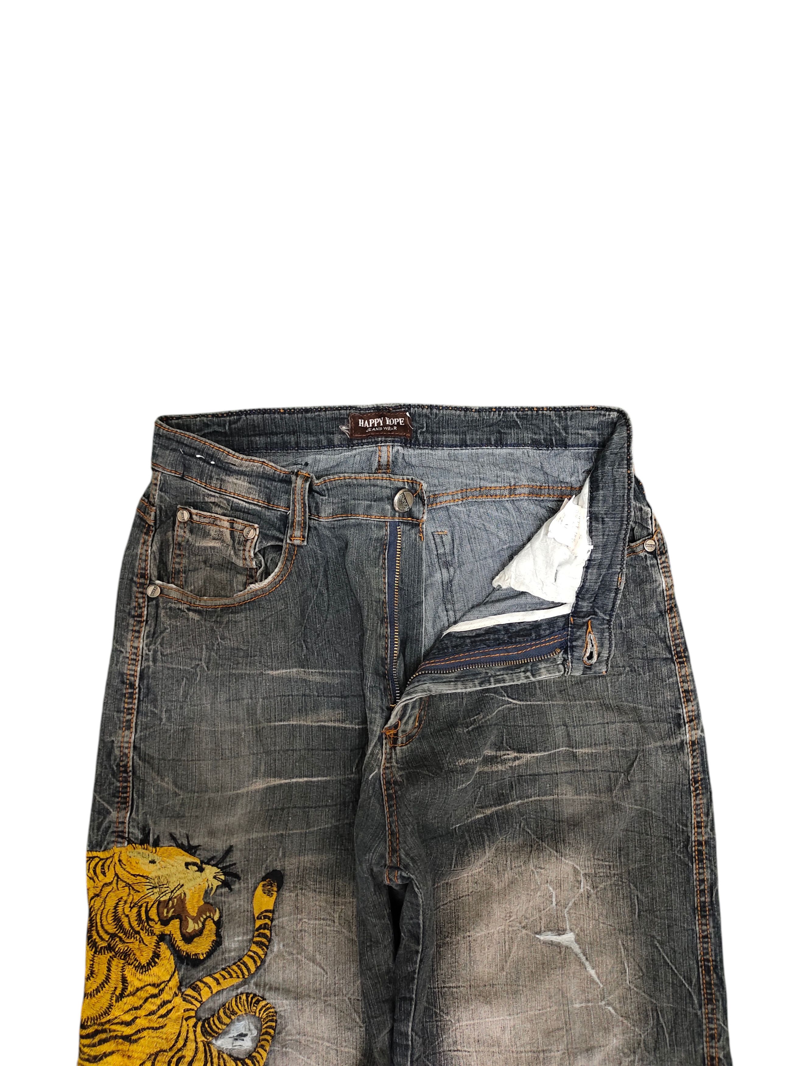 Karakuri Tamashii Vintage Sukajan Tiger Embroidered Distress Denim Jeans Size US 30 / EU 46 - 7 Thumbnail