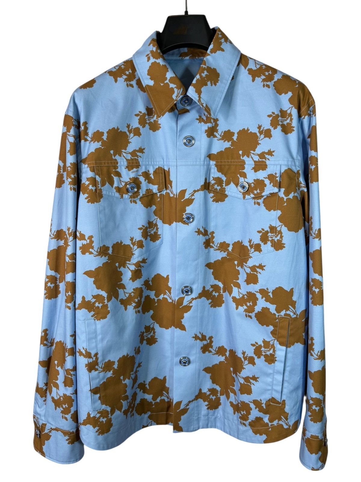 Versace Floral Medusa Button Jacket Blue/Brown – Size M