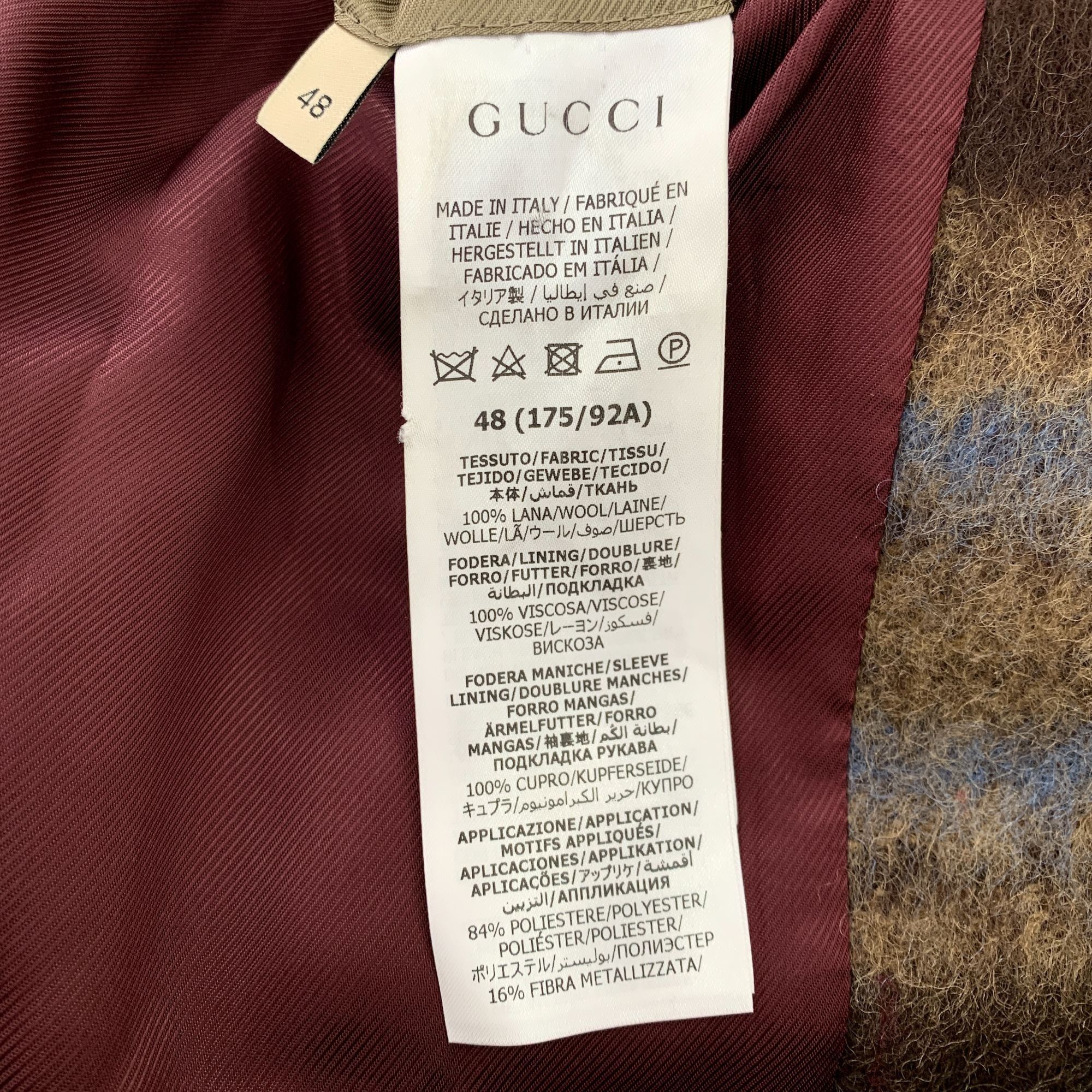 Gucci Gucci Brown & Blue Checked Wool Single-Breasted Coat With La Size XL / US 12-14 / IT 48-50 - 3 Thumbnail