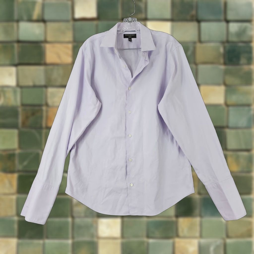 Banana Republic BANANA REPUBLIC Mens Purple Slim Button-Up Shirt Long Sleeve Collared Size L Regular men’s shirt Size US L / EU 52-54 / 3 - 1 Thumbnail